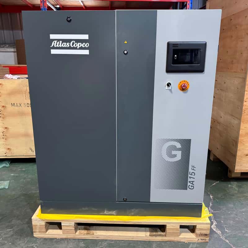 أطلس كوبكو GA15 FF 15kW ضاغط هواء حلزوني محقون بالزيت مجفف متكامل 7.5 13Bar