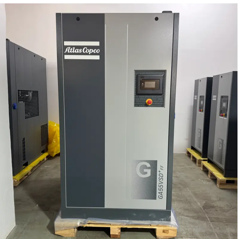 أطلس كوبكو GA55VSD + FF 55kW 75HP ضاغط الهواء اللولبي المحقون بالزيت الأصلي للصناعة